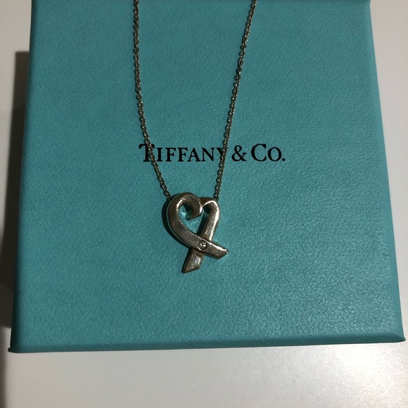 Tiffany & Co. Loving Heart Sterling Silver Necklace with Diamond - Picture 2 of 5
